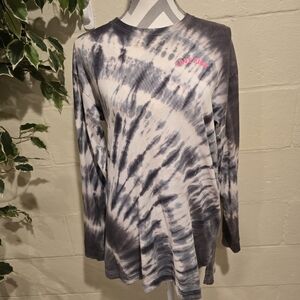Victorias Secret PINK T Shirt Womens XSmall Tie Dye Gray Long Sleeve Open Back.